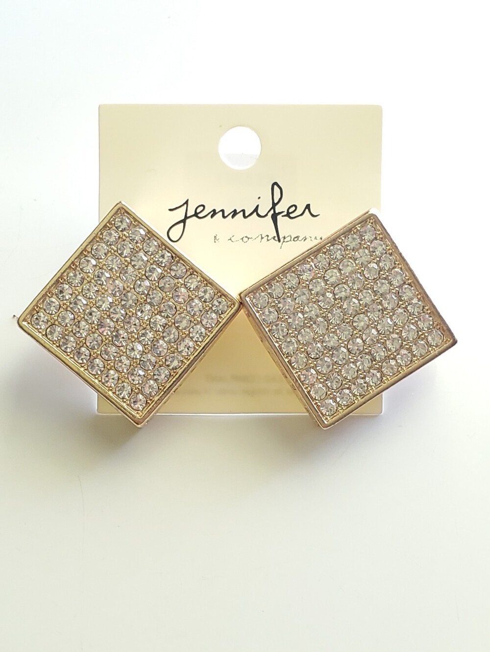 Pavé Crystal Stud Earrings with Greek Key Trim